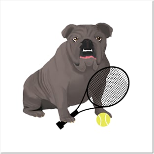 Tennis Gray Bulldog Posters and Art